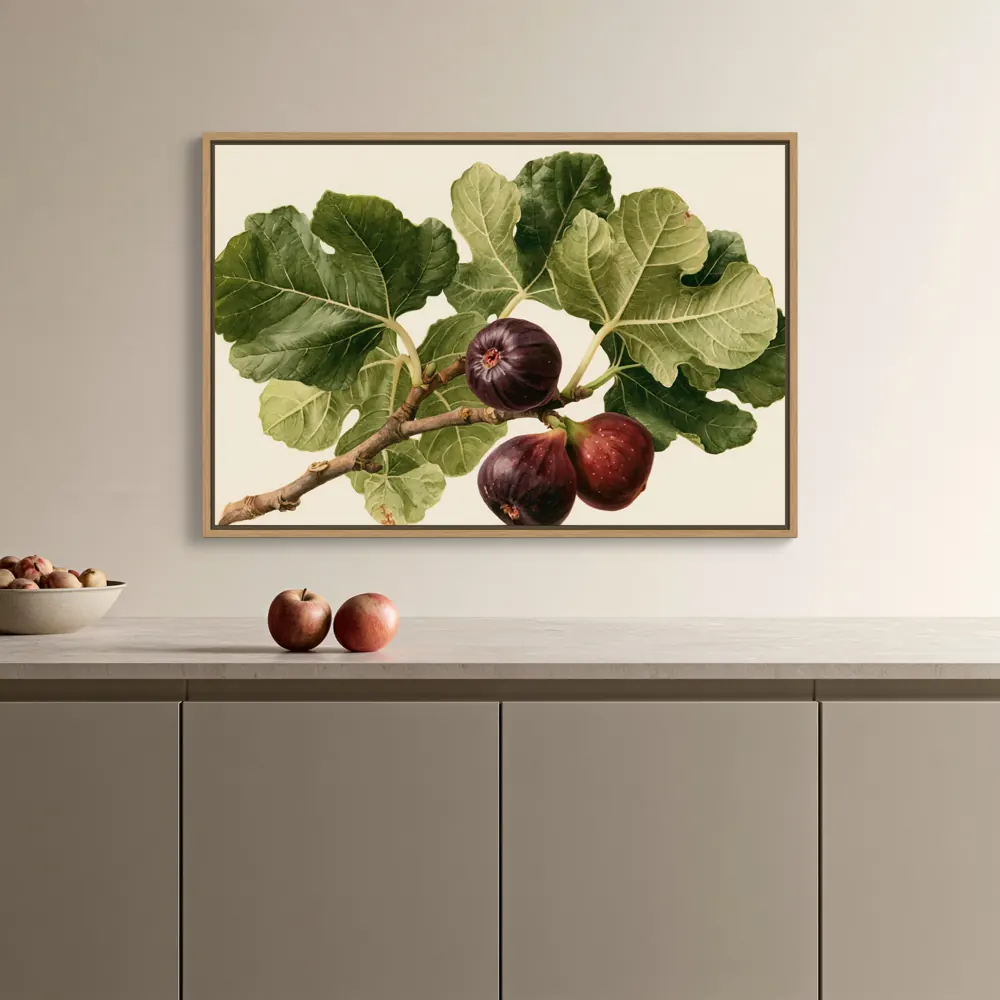 The same fig artwork above a grey sideboard
