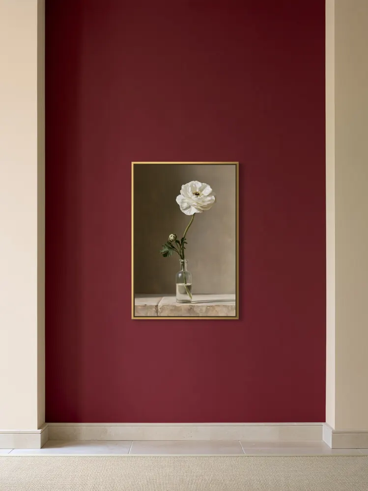 Burgundy corridor end wall