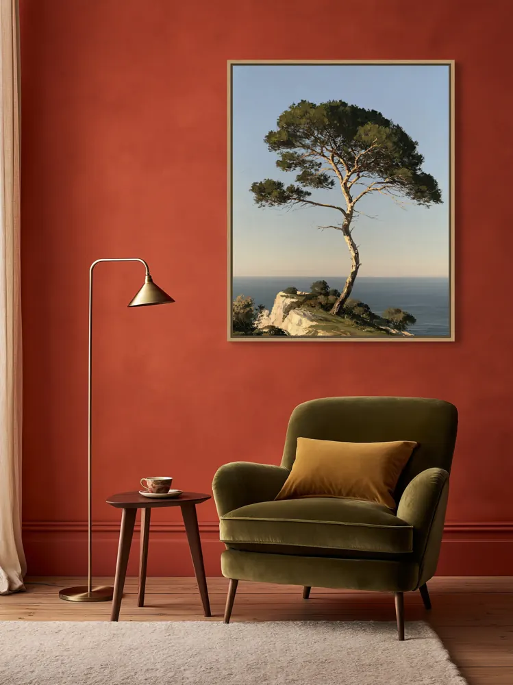 Coral-red reading room