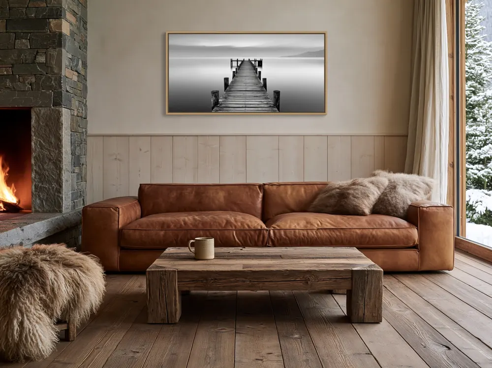 Cozy alpine-cabin lounge