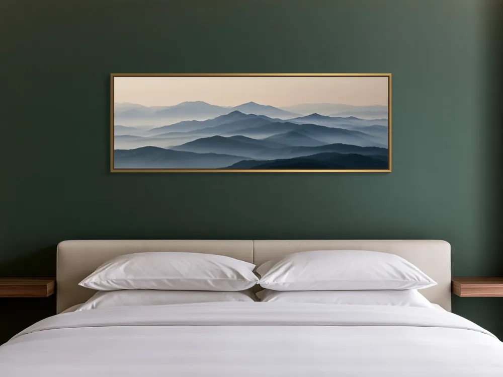 Deep-green hotel bedroom