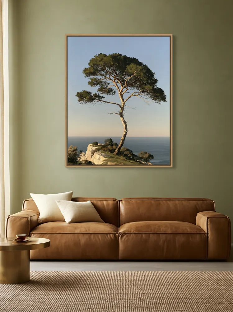 Low-angle sofa, tall wall