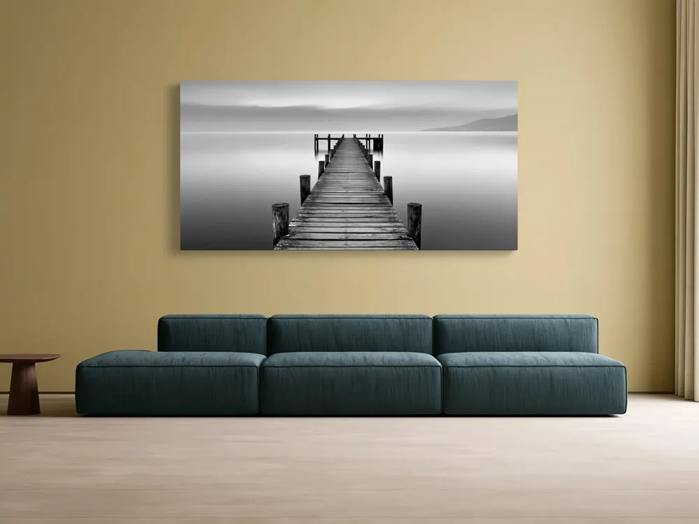 Ochre wall teal sofa