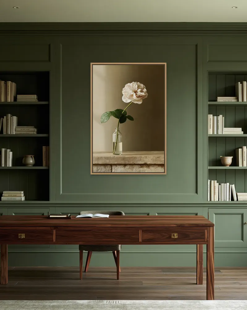 Olive library with writing desk
