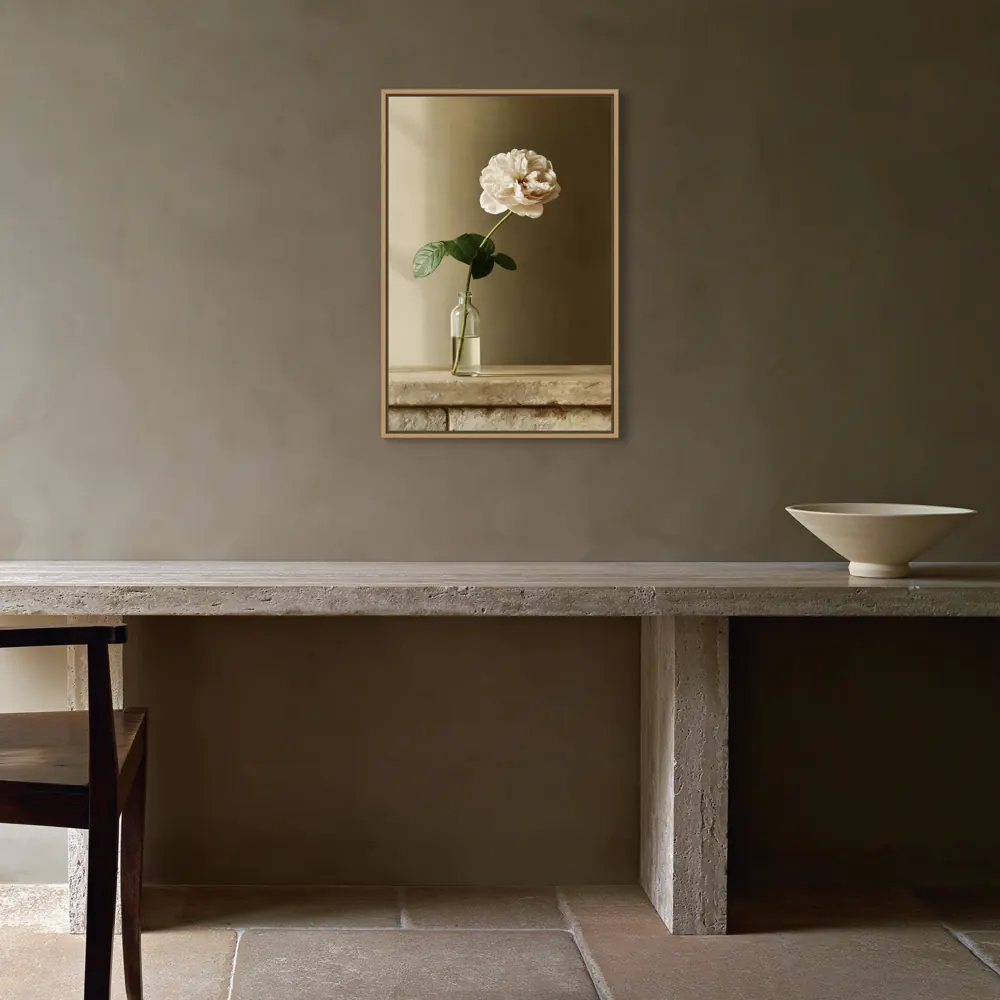 Olive travertine dining console