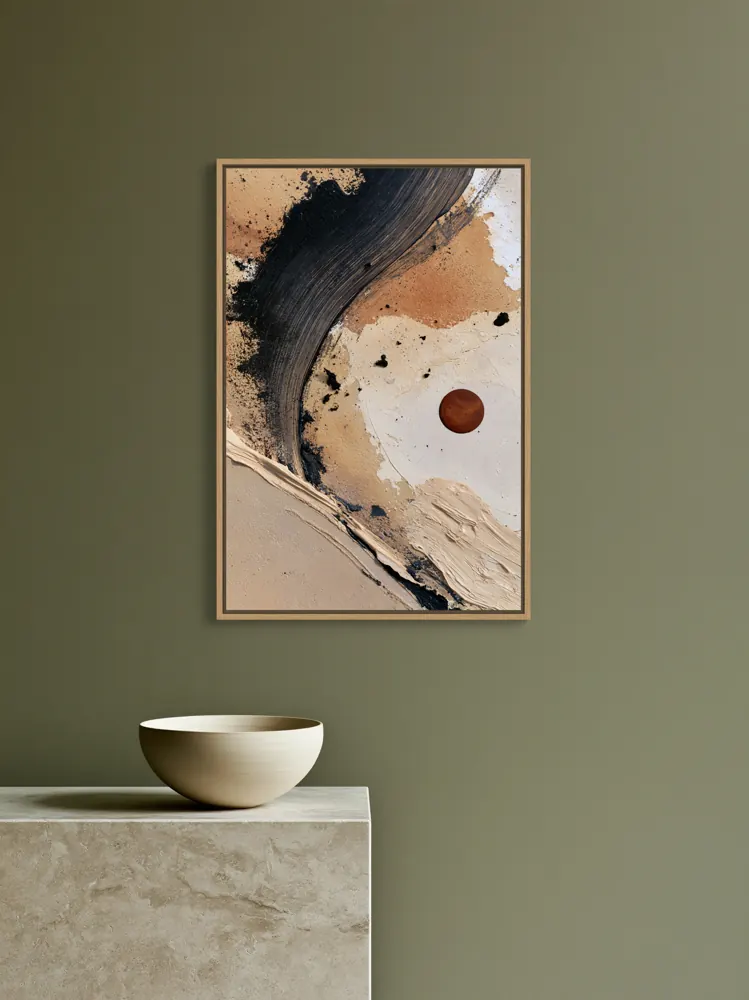 Olive wall and limestone pedestal