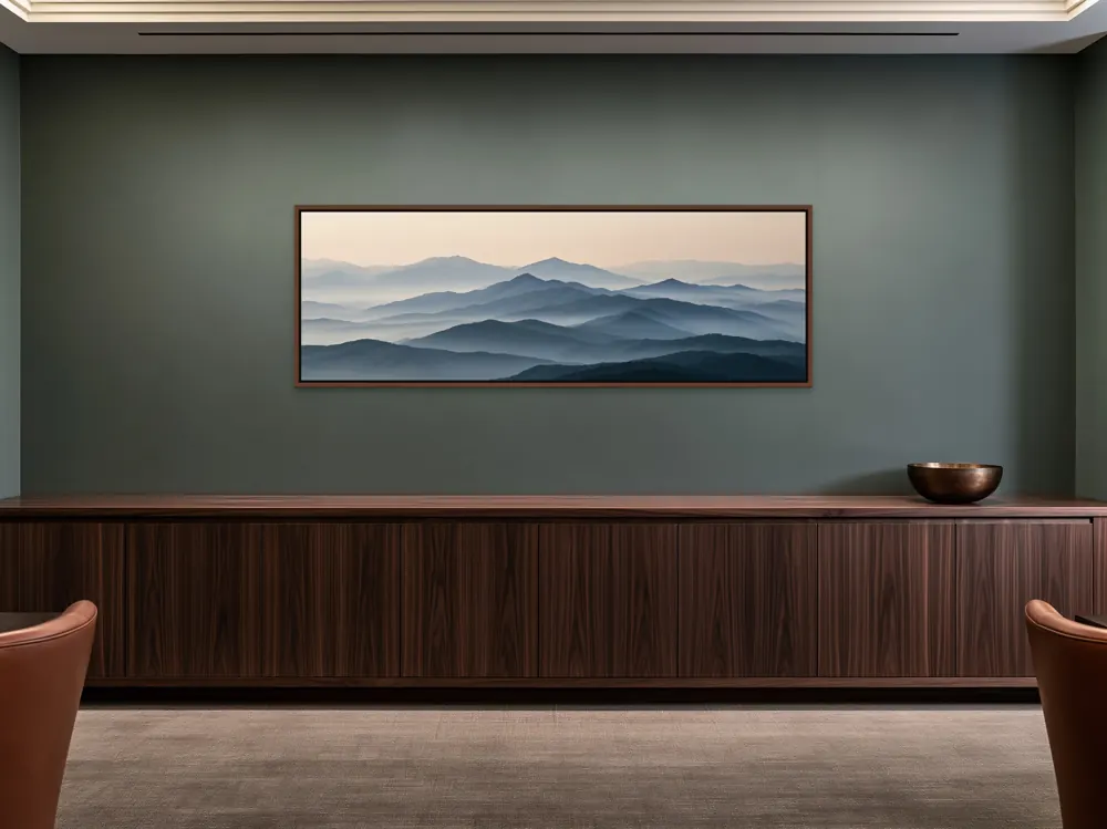 Petrol walnut office credenza