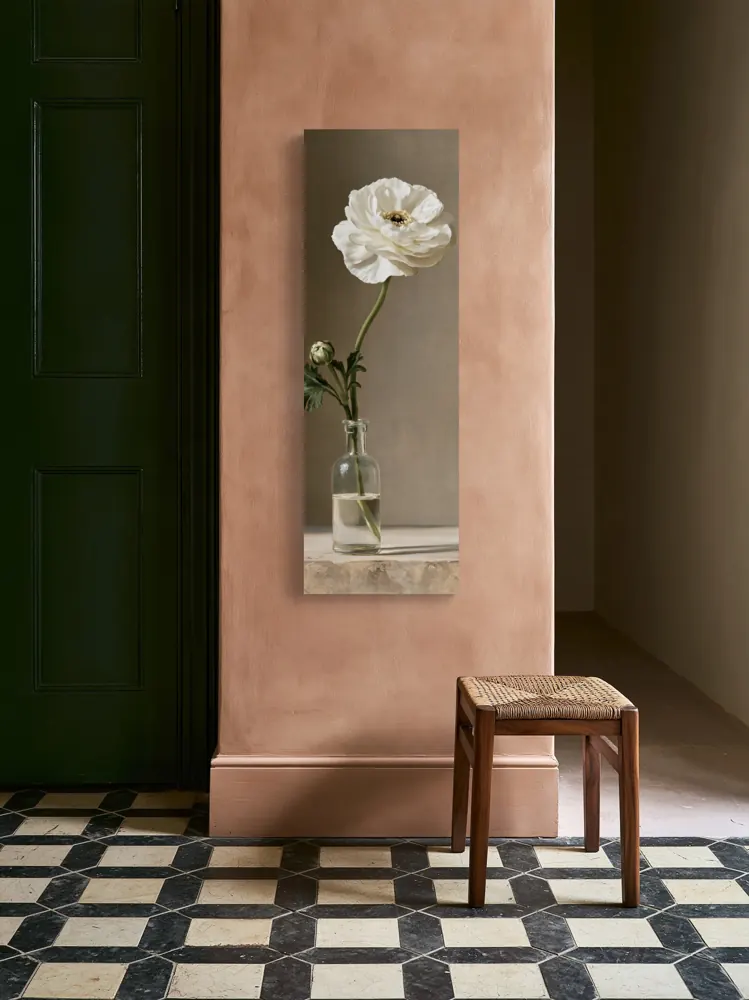 A ranunculus still life as a stretched canvas in the Townhouse hallway pier